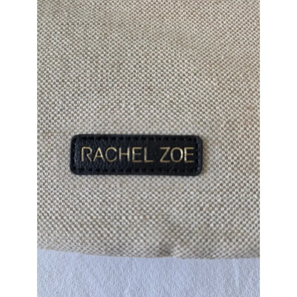 Rachel Zoe Capri Canvas Tote Bag Beige Black Linen Vegan Leather Shoulder Purse